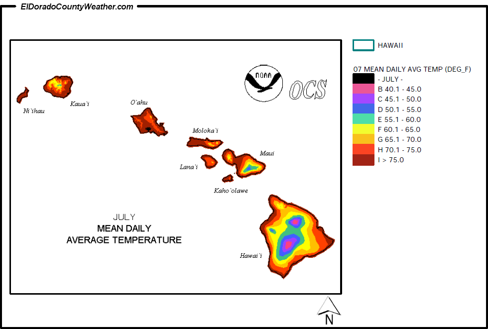 Hawaii July Annual Mean Daily Average Temperature